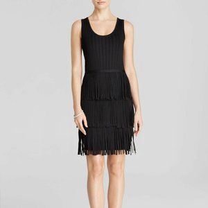 Milly Tiered Fringe Dress Black